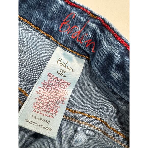 Boden Boys Straight Jeans 12Y Blue Denim Whiskered 5-Pockets 27" Inseam - Picture 5 of 8